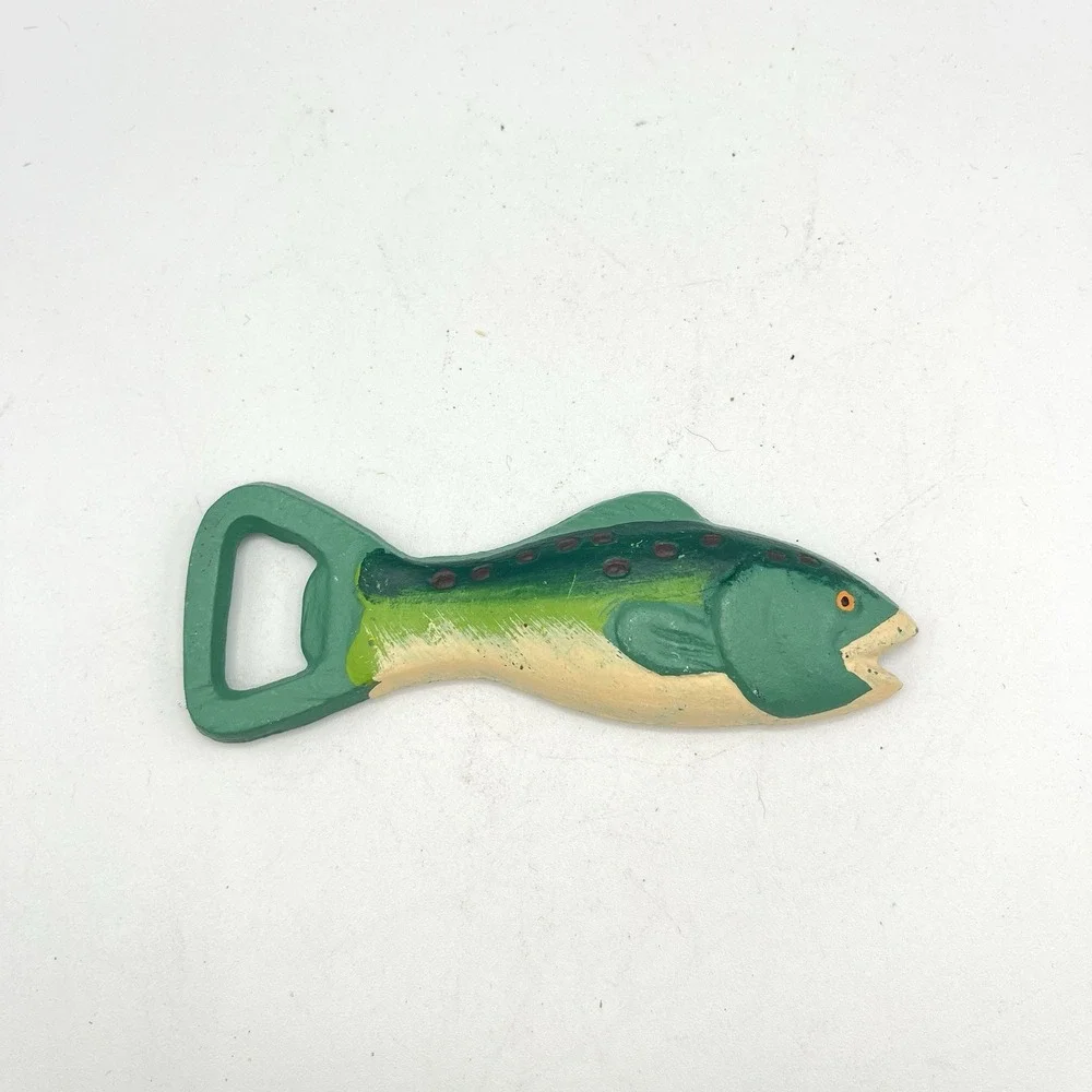 Vintage Bottle Opener Cast Iron Speckled Rainbow Trout Fish Barware‎